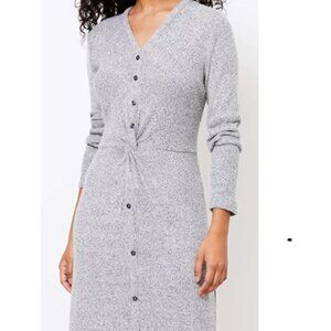 LOFT   GRAY LONG SLEEVES KITTED SHIFT A-LINE CAREER DRESS SIZE: S NWT